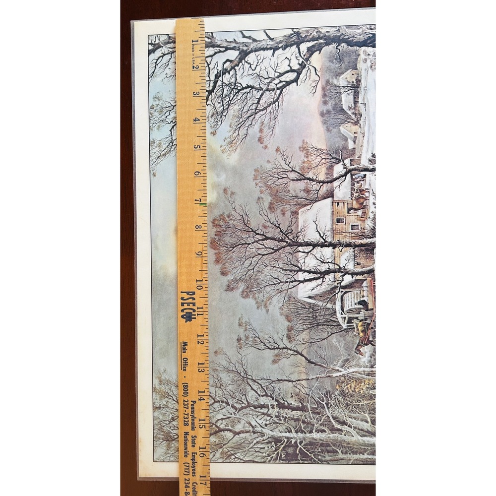 Currier & Ives Placemats Laminated Set of 4 Americana Christmas Farmhouse Rustic - Picture 8 of 9